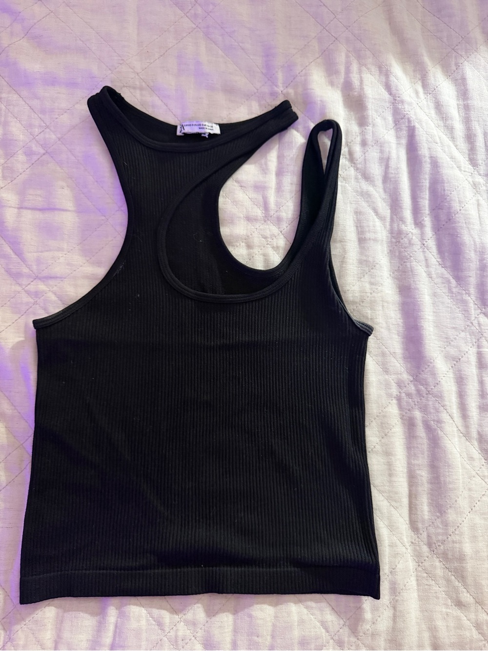 Zara Black Ribbed Asymmetric Tank Top